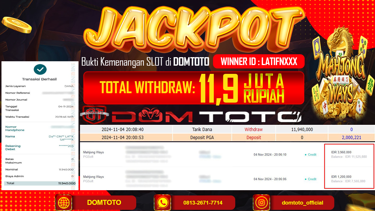 JACKPOT SLOT MAHJONG WAYS 04 NOVEMBER 2024